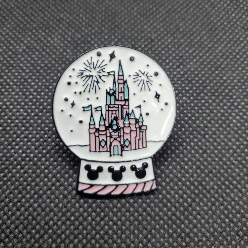 Magic castle snow globe enamel pin